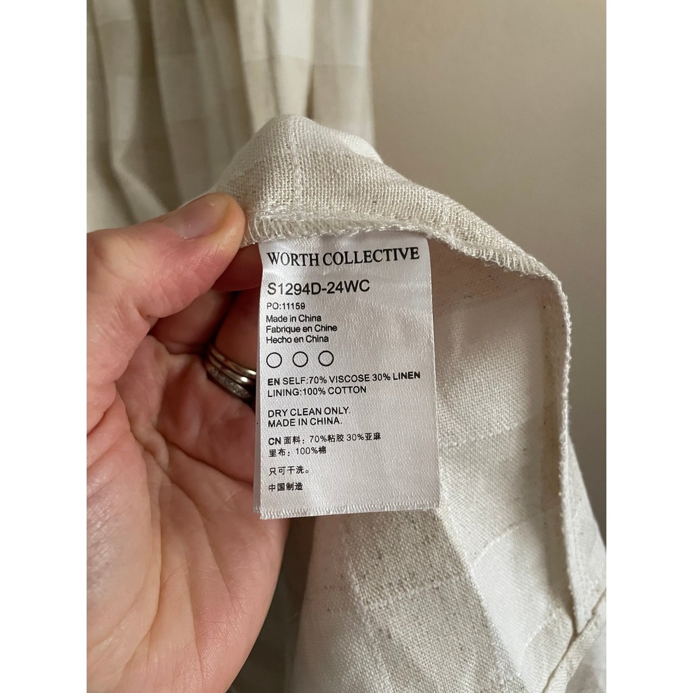 Worth Collective Maxi Smocked Bodice Puff Sleeve Dress in Beige Plaid - Picture 8 of 9